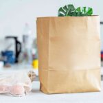 Eco Friendly Grocery Bags made in 100% Recycled Paper – Available in Kraft Brown, White and Custom Printed Options in several Size and bundle variations.